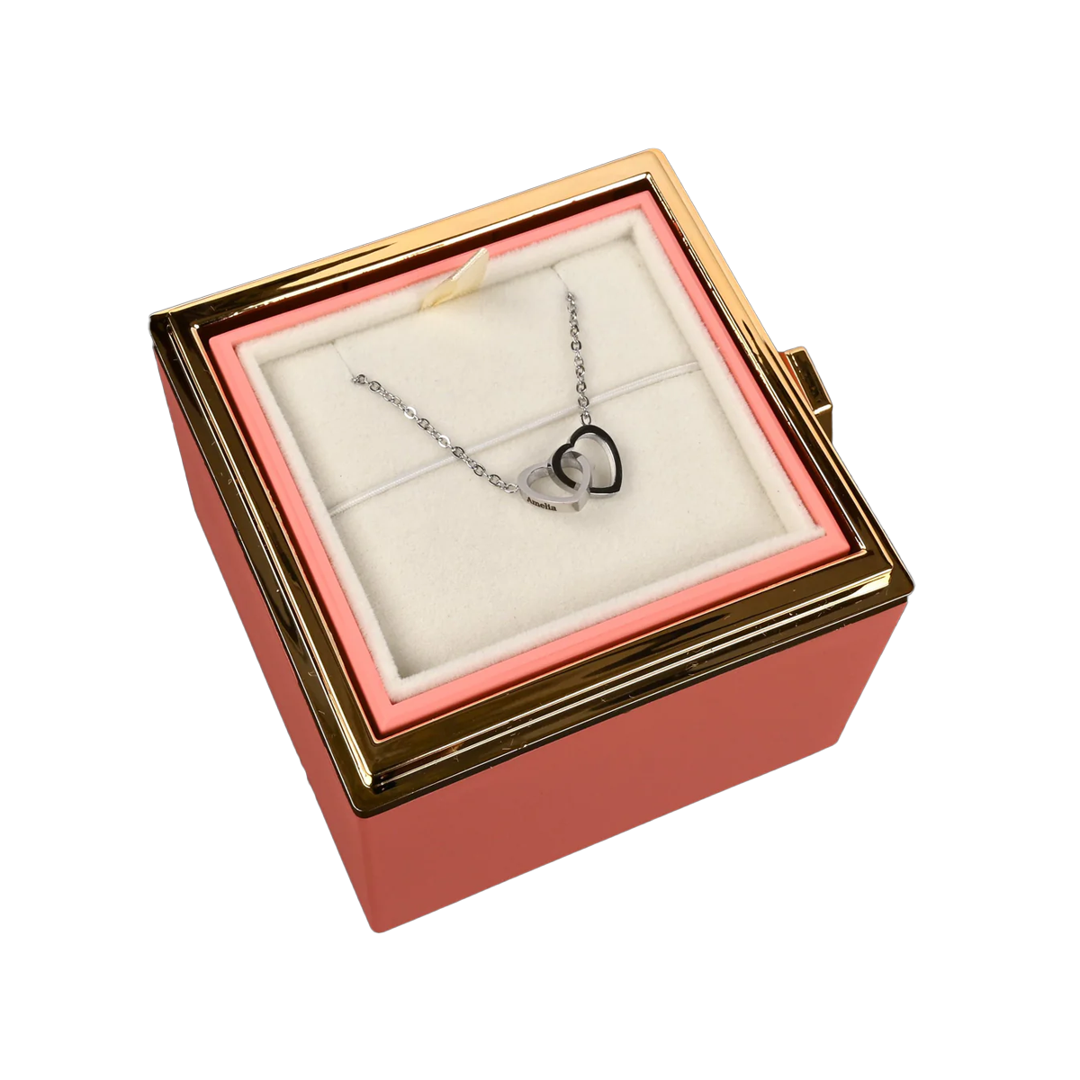 Rosenbox mit gravierter Halskette