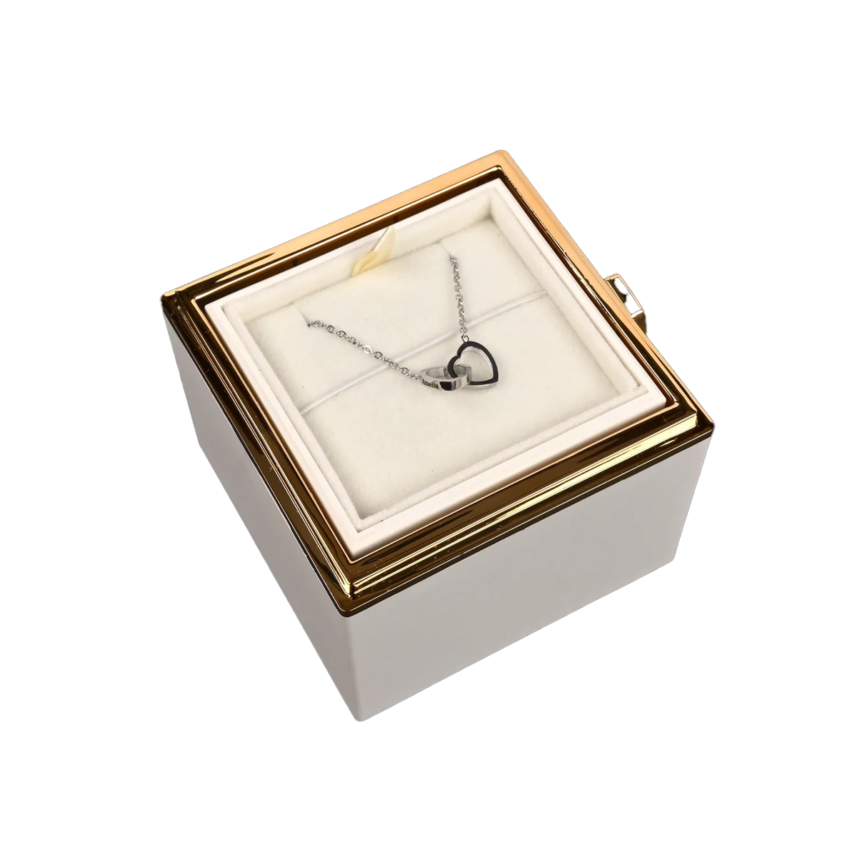 Rosenbox mit gravierter Halskette